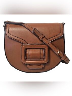 The Bridge Taupe Leather Crossbody with Buckle Detail